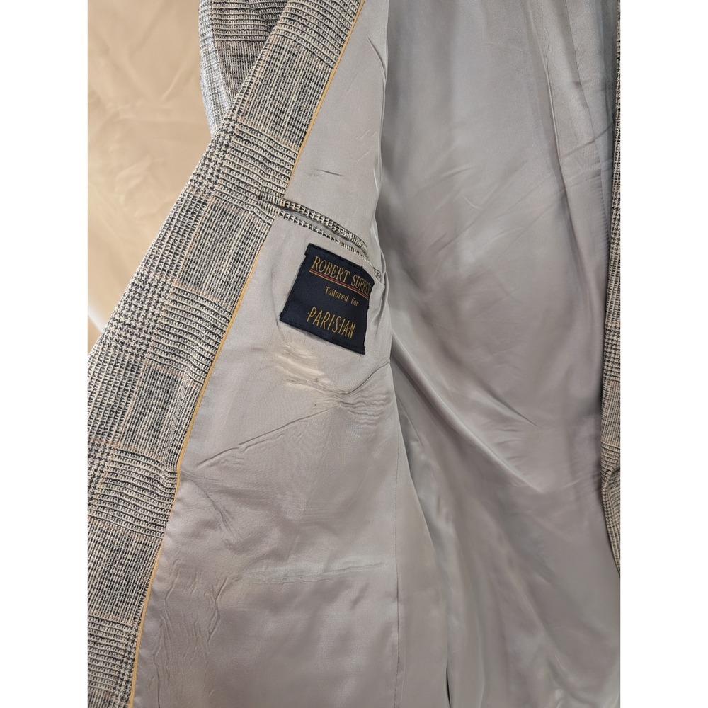 Robert Simon Parisian Mens Plaid Blazer Sport Coat Jacket Union Made‎ USA 48R - Picture 2 of 9